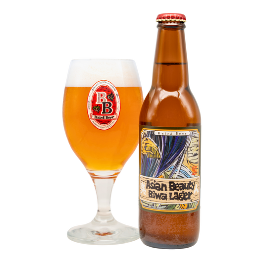 Asian Beauty Biwa Lager bottle and glass