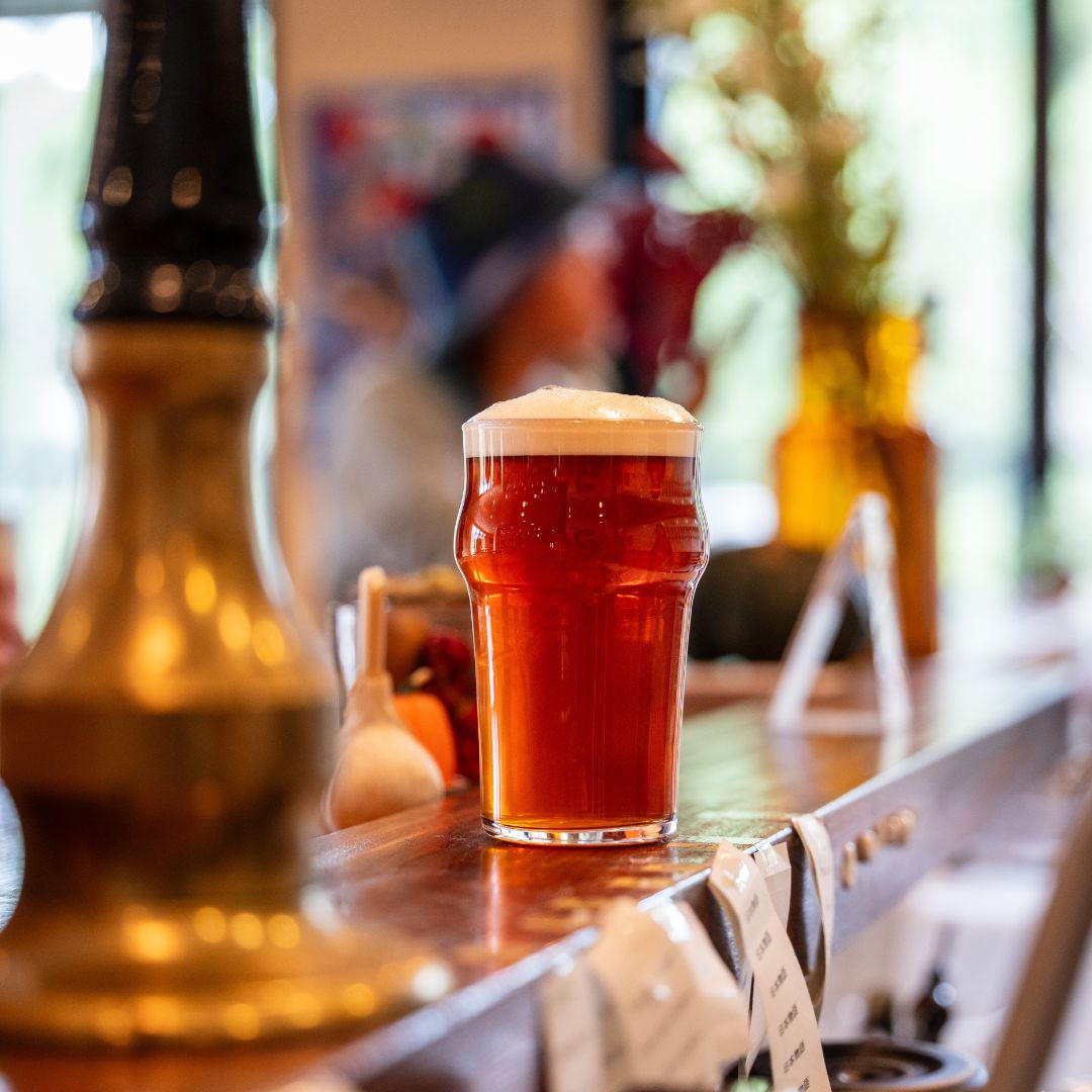 pint of Baird Beer Real Ale at Baird Brewery Gardens Shuzenji Taproom