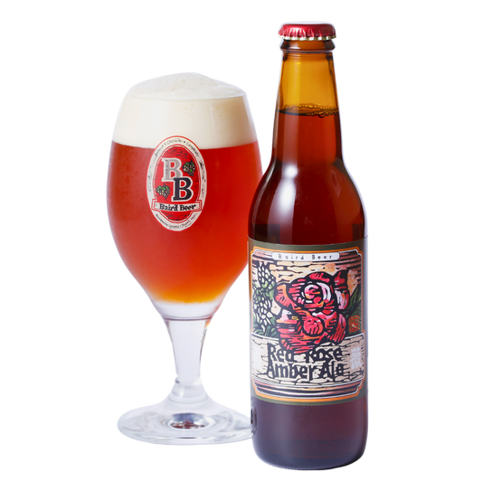 Red Rose Amber Ale bottle and glass